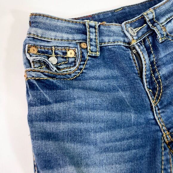 True Religion Skinny Jeans Womens 26 Mid Rise Jennie Curvy Rip Distressed Bottom - Picture 3 of 14